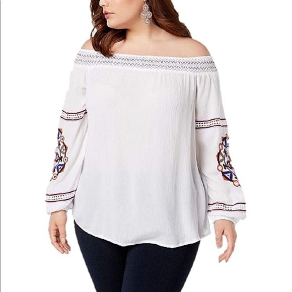 INC Off-The-Shoulder Top Tribal Wheel Embellished - Picture 2 of 11